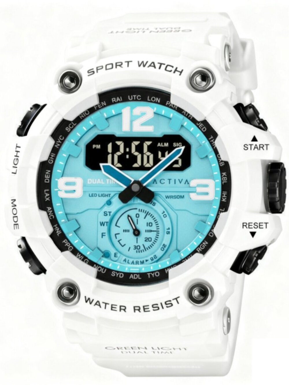 $99 Activa Vextron X Invicta Mens Digital 52mm White Tifny Blue Watch NIB